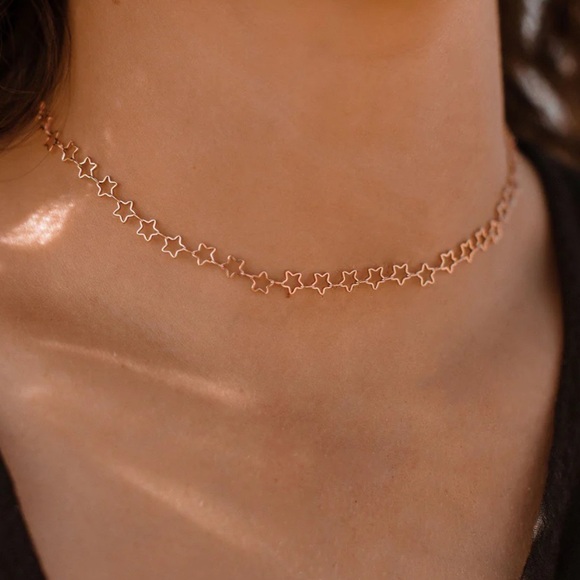 Pura Vida Jewelry - NWT Puravida Rose Gold Stars Choker Necklace 14” - 17”